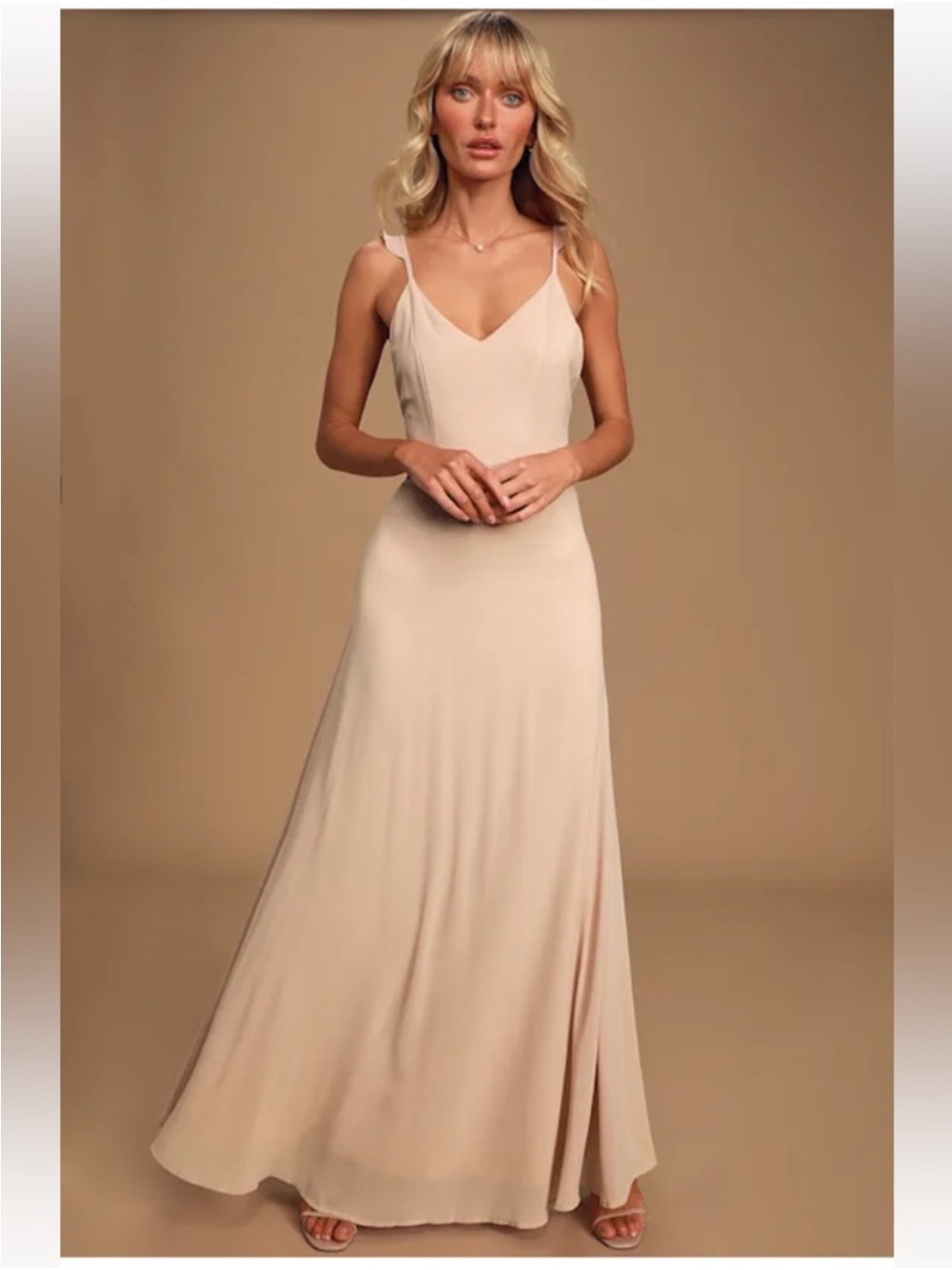SORELLA VITA Champagne Ivory Spaghetti-Strap Maxi Dress